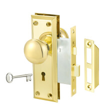 Newliplace Mortise Lock Set for Interior Door Antique Door Knobs Gold Door Knob with Lock and Key Vintage Mortise Keyed Lock Set