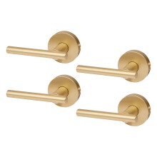 Designers Impressions Kain Design Satin Brass Dummy Non Turning Euro Door Lever Hardware for Closet Doors (Non- Functioning)  4 Pack