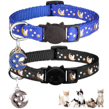 2db Breakaway Cats Nyakrvek Macskanyakrvek Boy Cats Moons llthat cicanyakrvek csengovel s medl ragyogssal stt fekete+kk sznben