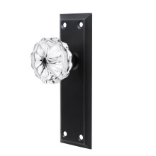 newliplace 2 Pack Vintage Matte Black Single Sided Crystal Dummy Door Knobs Interior Antique Glass Dummy Door Knobs with Long Plate