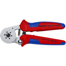 Knipex Self-Adjusting Crimping Pliers for wire ferrules with lateral access chrome-plated  with multi-component grips 180 mm 97 55 14