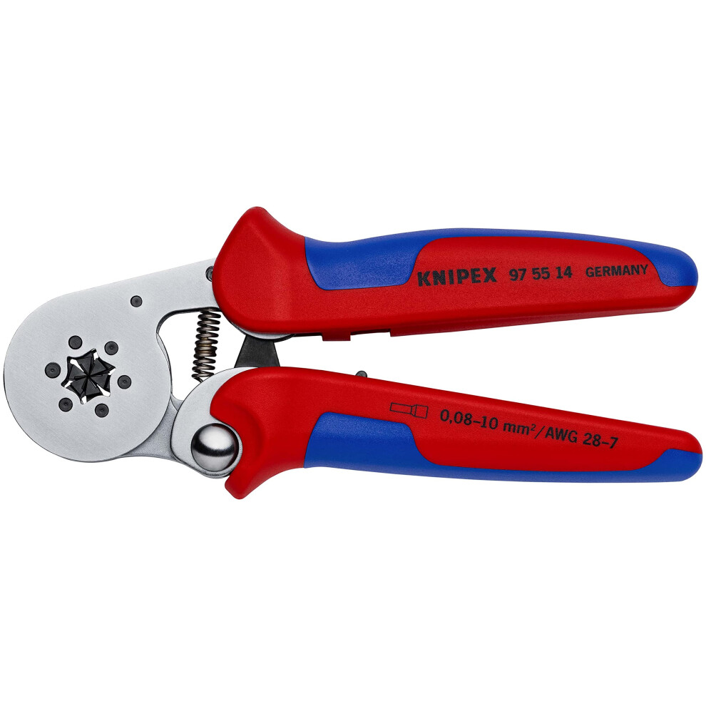 Knipex Self-Adjusting Crimping Pliers For Wire Ferrules With Lateral Access Chrome-Plated With Multi-Component Grips 180 Mm 97 55 14