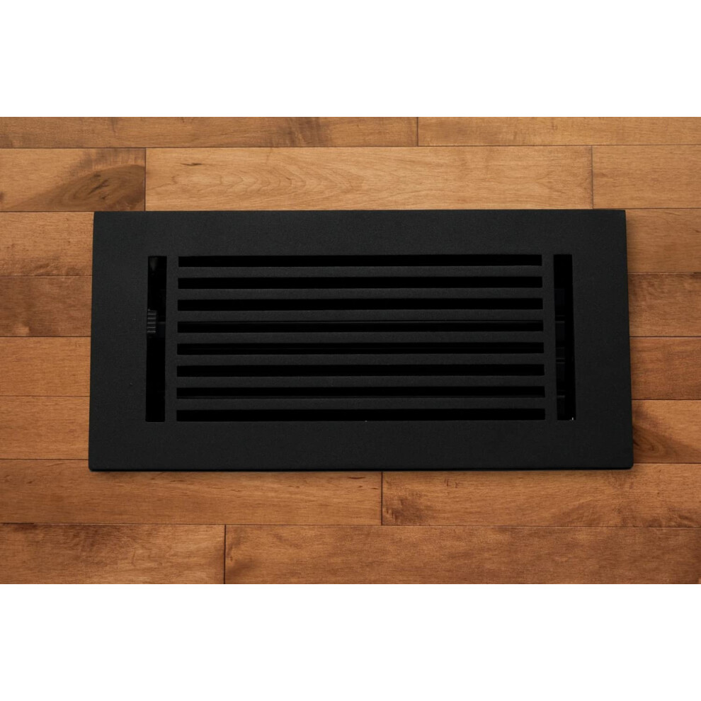 Madelyn Carter 2 X 12 Cast Aluminum Linear Bar Vent Cover With Damper - Black (Overall: 3.75 X 13.5) | Floor Register - Wall Register 752349186630
