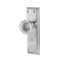 newliplace 2 Pack Vintage Single Sided Crystal Dummy Door Knobs Interior Antique Long Plate Glass Dummy Door Knobs in Brushed Nickel