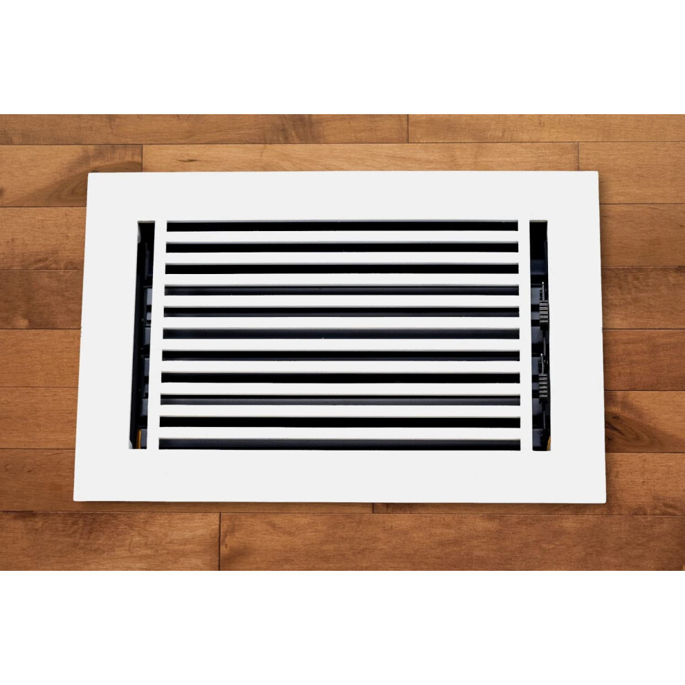 Copertura Per Sfiato Lineare In Alluminio Pressofuso Madelyn Carter 6 X 12 Con Valvola - Bianco (Misure Totali: 7,25 X 13,5) | Registro A Pavimen-image