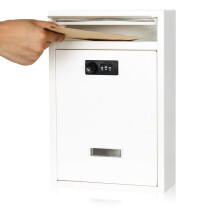 KYODOLED Beveiligde Wandmontage Brievenbus, Buitenbrievenbussen met Combinatieslot, Wit Groot