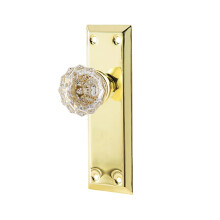 newliplace 2 Pack Vintage Single Sided Crystal Dummy Door Knobs Interior Antique Long Plate Glass Dummy Door Knobs in Polished Brass/Gold