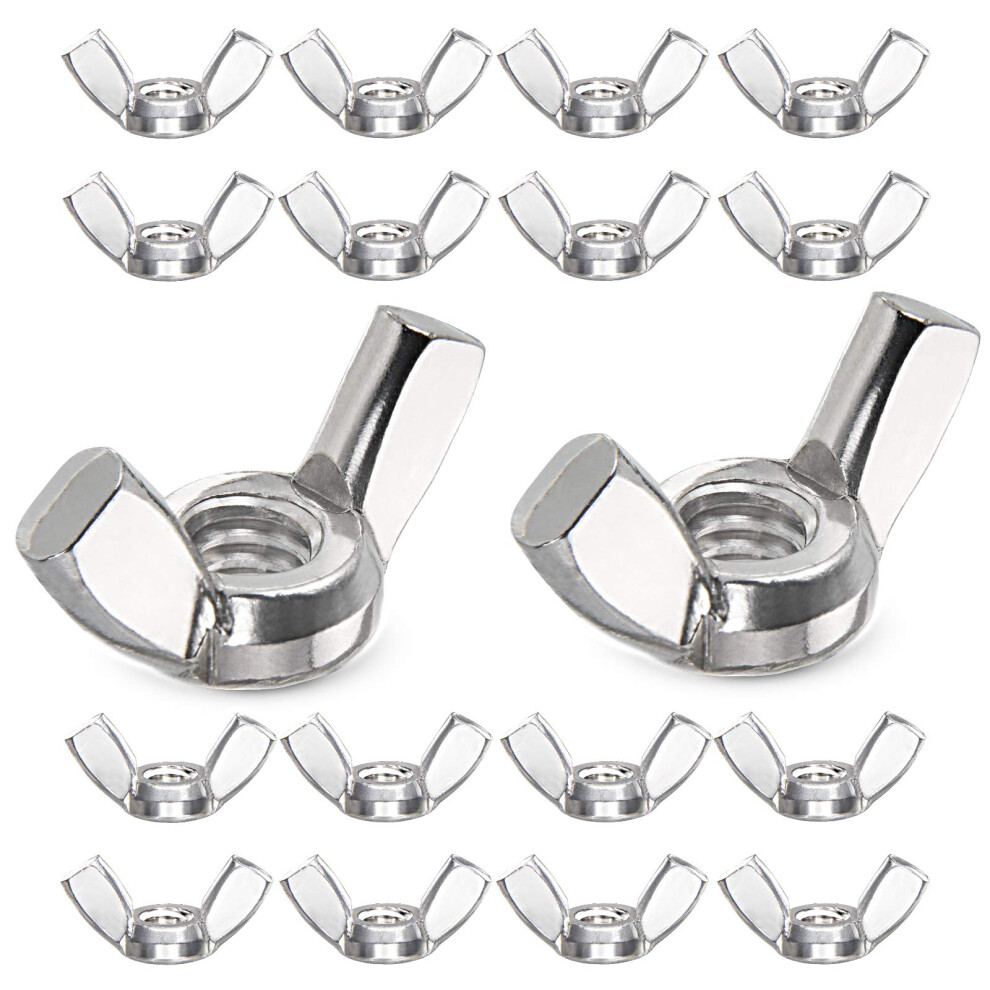 Wing Nuts 1/4-20 Wing Nuts 304 Stainless Steel Wing Nuts Fasteners Parts Butterfly Nut Hurrican Screws Hand Twist Tighten Ear Wingnuts 50Pcs 688529082679