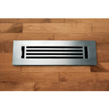 Madelyn Carter 2 x 10 Couvrette de ventilation lineaire en aluminium coule avec amortisseur - satin brosse (global: 3,75 x 11,75) | Registre d'et