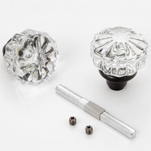 ToPToToo Glass Door Knobs Interior Old Style Door Knob Replacement Vintage Crystal Door Knobs Antique Mortise Door Knobs Matte Black Finish