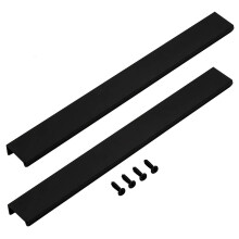 LC LICTOP 300mm/11.8 Modern Style Finger Edge Tab Pull Handle Door Knobs Drawer Pulls Aluminum Matte Black Satin Nickel with Screws (Black 2pcs)