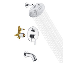 sumerain Tub and Shower Faucet with Valve Shower Tub Kit with Pressure Balance Valve 8 Inch Rain Shower Head and Waterfall Spout Chrome Finish
