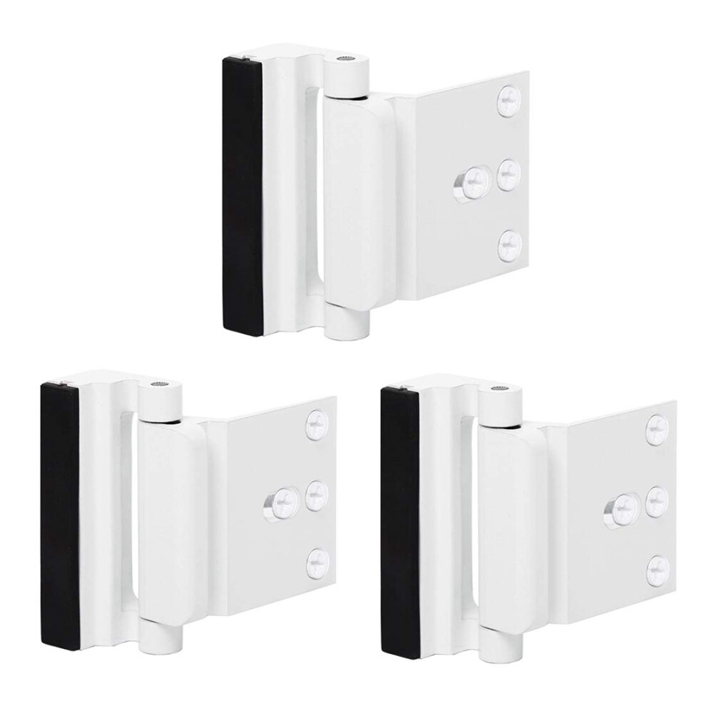 3 Pack Door Reinforcement Locks With 12 Screws Home Security Door Lock Stop For Toddler Childproof Door Lock Night Lock Withstand 800 Lbs White Toyful
