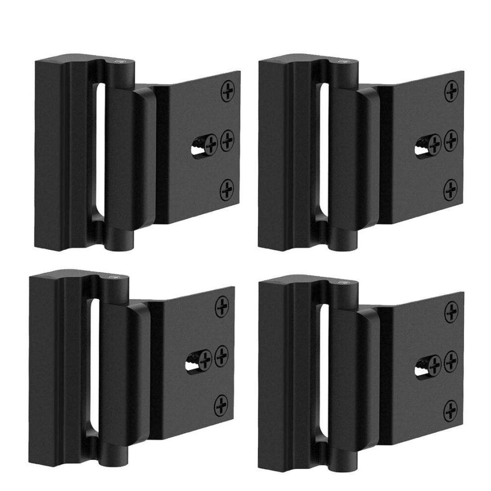 Toyful 4 Pack Door Reinforcement Locks With 16 Screws Home Security Door Lock Stop For Toddler Childproof Door Lock Night Lock Withstand 800 Lbs Black