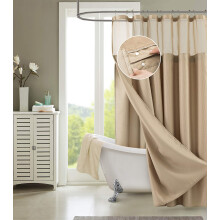 Dainty Home Waffle Weave Závěs do Sprchy s Linerem Mocha 70" x 72" - Moderní Luxusní Závěs