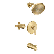 Tohlar Gold Duschkran Set med badkarspip Badkar och duschkran Combo Kit 6-tums regnduschhuvud och kran Set med ventil Borstat guld