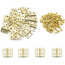SDTC Tech 24-Pack Mini Hinges 13x12mm 180 Degree Rotation Antique Butt Hinge with Mounting Nails for Jewelry Box Cabinet Closet Wooden Case - Gold