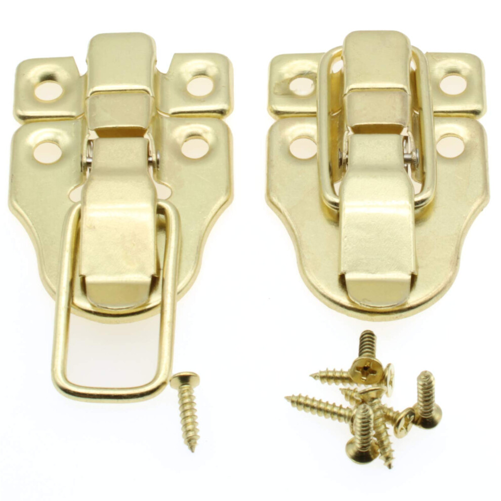 Lbtodh 2 Pcs Retro Style Duckbilled Toggle Hasp Latch Antique Toggle Hasp Latch For Jewelry Box Cabinet Toolbox Suitcase With Mounting Screws(Gold) 784117531106