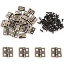 SDTC Tech 24-Pack Mini Hinges 13x12mm 180 Degree Rotation Antique Butt Hinge with Mounting Nails for Jewelry Box Cabinet Closet Wooden Case - Bronze