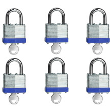 LQYN 6 Pack Cadeado Chaveado Laminado (1-9/16", 40mm), Locks Chaveados Iguais, Para Armário de Ginásio, Mala