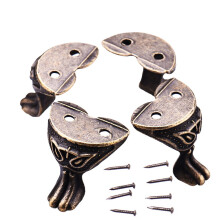 4 Stuks Antiek Messing Doos Benen Voeten Hoekbeschermer Zinklegering Geschenkdoos Sieraden Houten Kast Decoratieve Voeten Been Metalen Hoekbeschermer