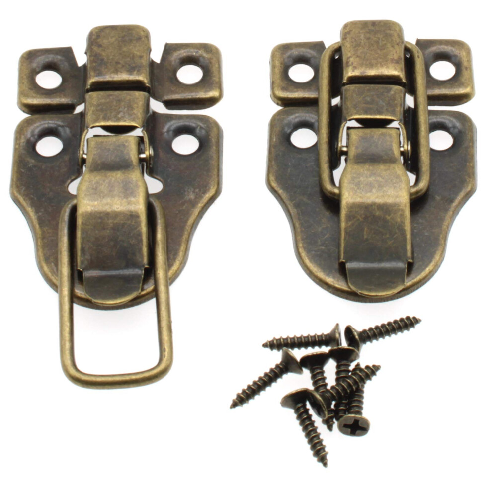 Lbtodh 2 Pcs Retro Style Duckbilled Toggle Hasp Latch Antique Toggle Hasp Latch For Jewelry Box Cabinet Toolbox Suitcase With Mounting Screws(Bronze) 784117531120