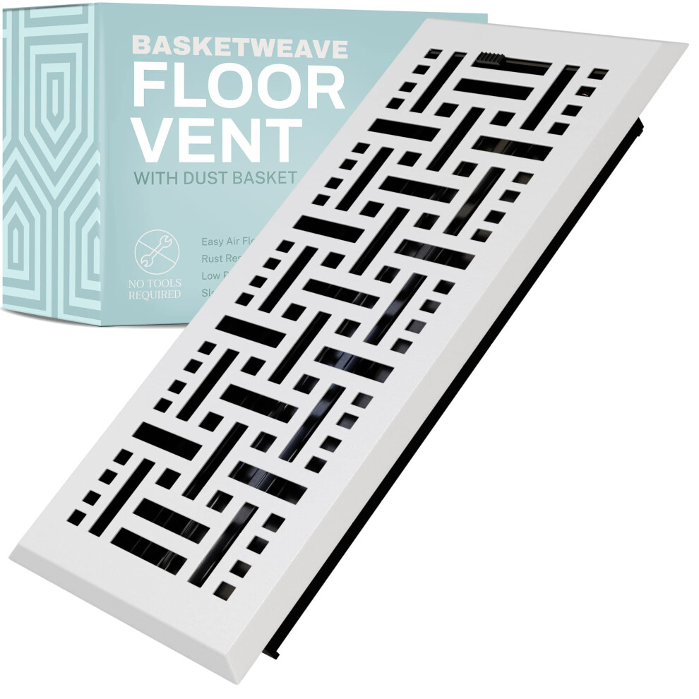Photos - Chimney Home Intuition Basketweave Floor Vent Cover 4X14 Inch Floor Register with Mesh Cover Trap Heat and Air Walkable Metal Floor