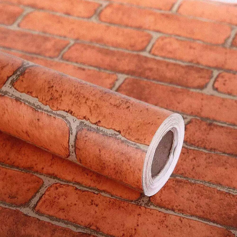 Lependor 17.71 X 118 Decorative Wallpaper Self-Adhesive Wallpaper Red Brick Printed Stick Paper Easy To Apply Peel And Stick Wallpaper - 17.71 X 9.8Ft 705111484892