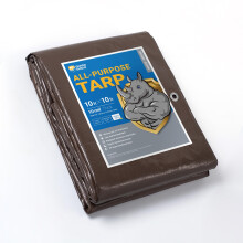 Gardes bouclier tarps lourds impermeables 10x10 pieds marron / argent vif couverture de bache en poly carre exterieur epais tarpauline resistante