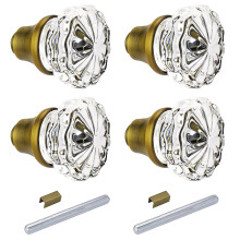 ToPToToo 2 Sets Glass Door Knobs Interior  Old Style Door Knob Replacement  Vintage Crystal Door Knobs  Antique Mortise Door Knobs  Antique Brass Fini