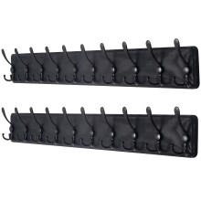 Dseap Coat Rack Wall Mounted - 10 Tri Hooks, 38-1/4" Long, Heavy Duty Wooden Wall Coat Hanger Coat Hook for Clothes Hat Jacket Clothing, Black, Pack o