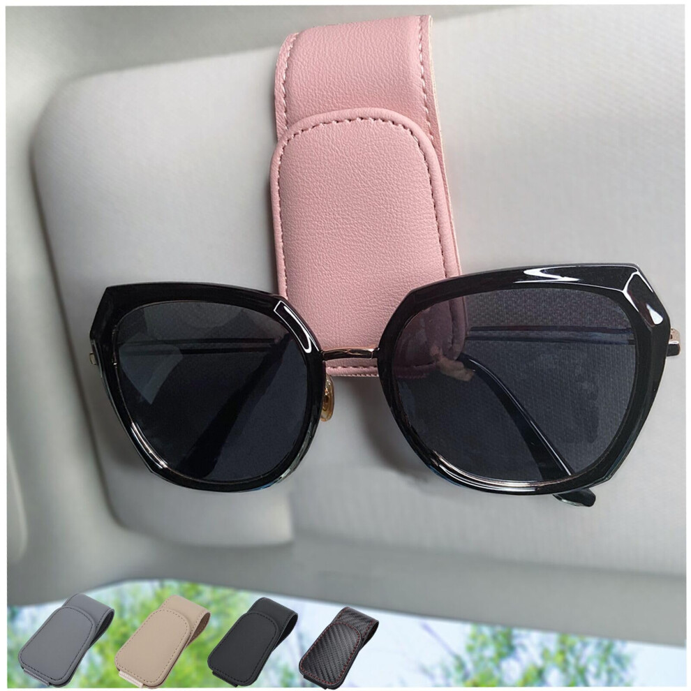 Chosmoyi Magnetic Leather Sunglass Holder For Car Sunglasses Clip For Car Visor Auto Interior Accessories Universal For Different Size Eyeglasses(Pi 768420890174