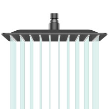 AULEEND Square Shower head High Flow Stainless Steel Square Rainfall Shower Head High Pressure Design Even at Low Water Flow (A03 Matte Black 10 In