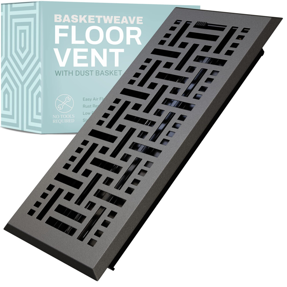 Photos - Chimney Home Intuition Basketweave Floor Vent Cover 4X14 Inch Floor Register with Mesh Cover Trap Heat and Air Walkable Metal Floor