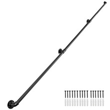 Trapleuningen 12FT gegalvaniseerde stalen trapleuning Eenvoudig te installeren ijzeren balusters Handleuning binnen buiten voor huishoudelijke of com