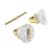 newliplace Glass Door Knobs Replacement Set Vintage Crystal Door Knobs for Replacing Broken Old Antique Lock Sets on Interior Door Polished Brass Fi