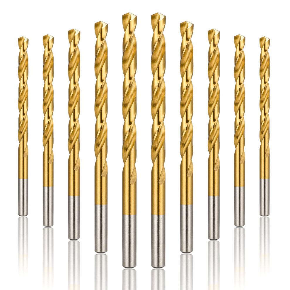 Becollo - Punte Da Trapano In Titanio Da 7/32", Punte Elicoidali In Metallo Hss, Punta A Spaccatura 135°, Adatte Per Forare In Metallo, Plastica, Legno, Confezione Da 10 Pezzi-image
