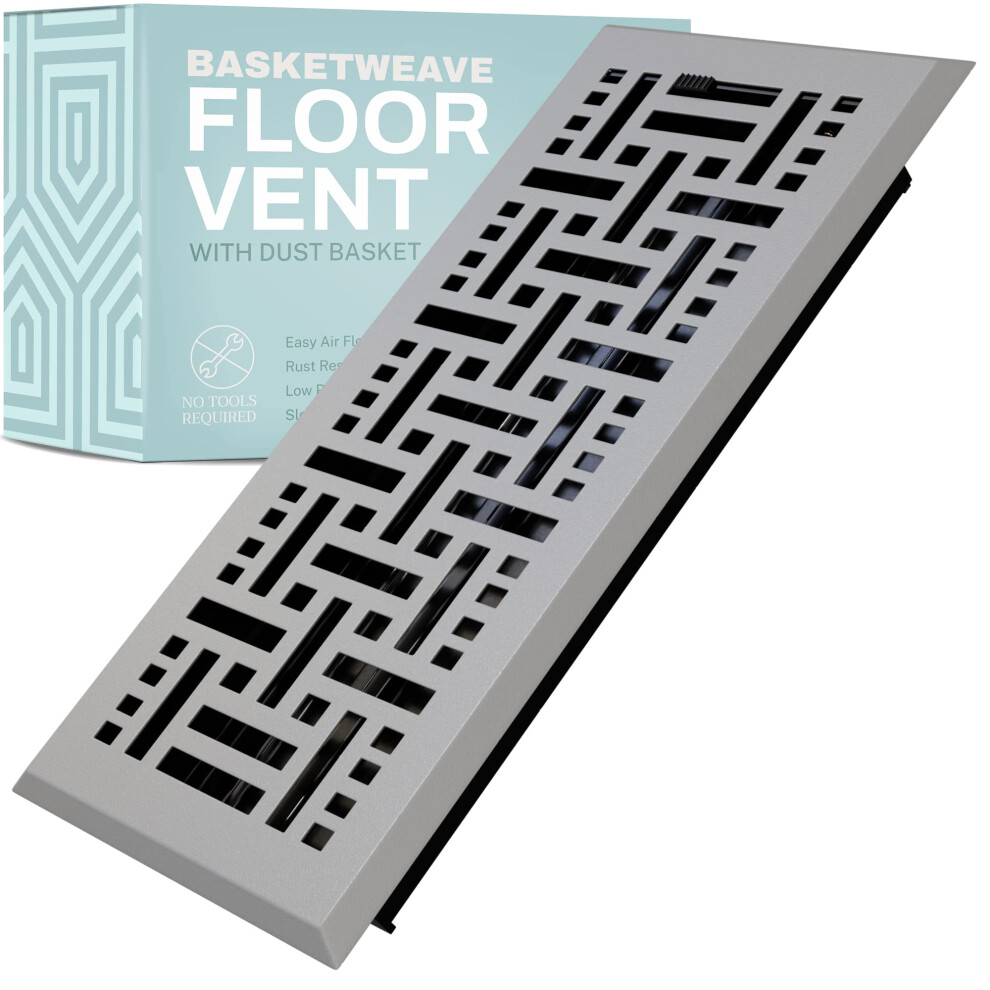 Photos - Chimney Home Intuition Basketweave Floor Vent Cover 4X12 Inch Floor Register with Mesh Cover Trap Heat and Air Walkable Metal Floor