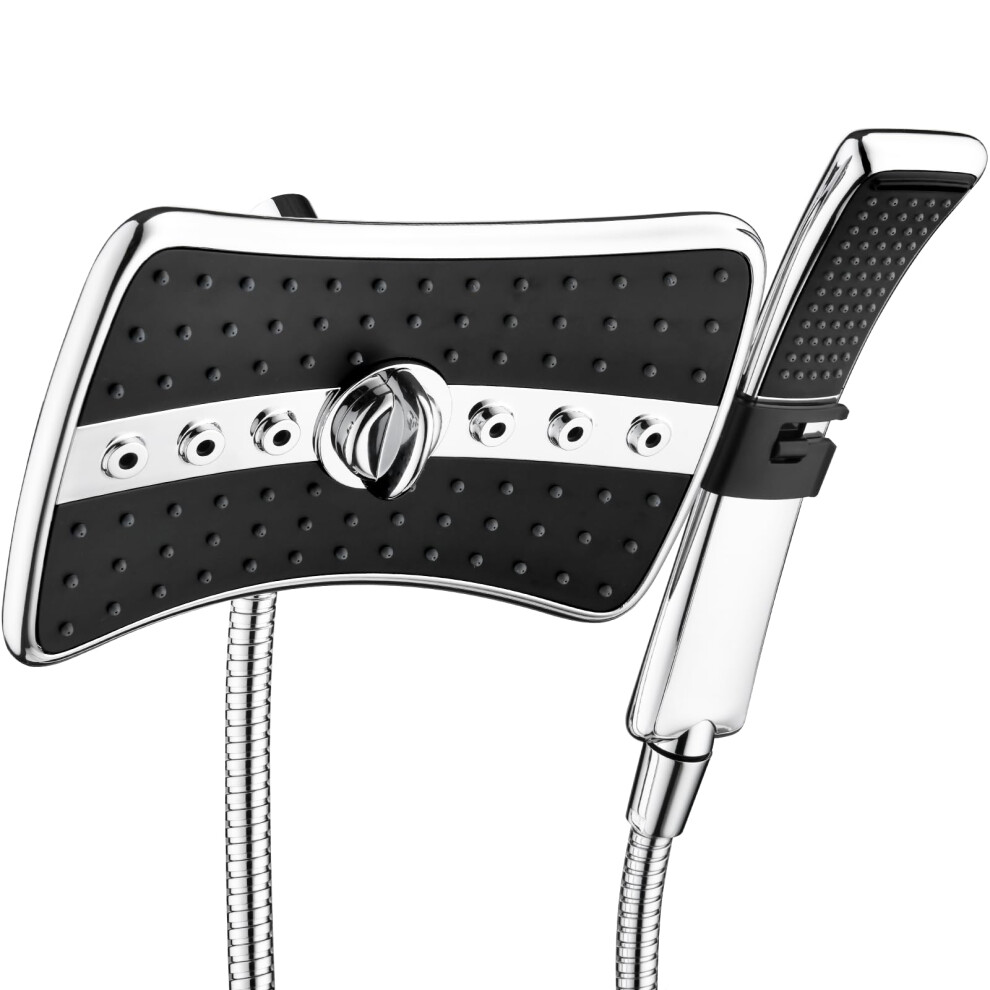 BRIGHT SHOWERS Dual Shower Head Combo Set  Handheld Showerhead Rainfall Shower Head Combo with Black Face  60 Inch Long Stainless Steel Shower Hose  C