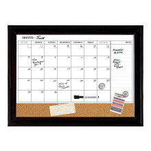 Kwartetcombinatie Magnetisch whiteboard Kalender & kurkbord 17"" x 23"""" combo Droog uitwisbaar witbord en kurk prikbord Prikbord Zwart frame (79275)