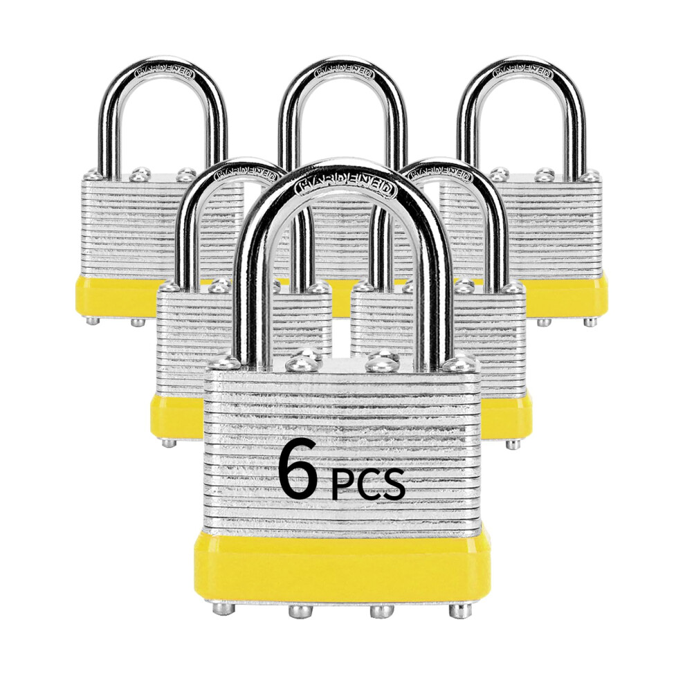 Padlocks With Same Key Lqyn 6 Pcs Laminated Keyed Padlock (1-9/16 40Mm) Keyed Alike Locks Normal Shackle For Storage Locker Hasp Latch Toolbox 768502427359