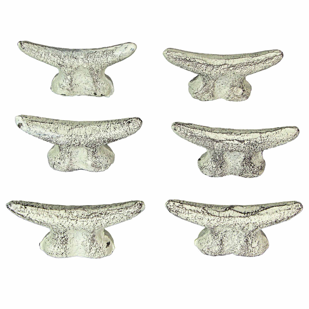 Photos - Furniture Hardware Set of 6 Antique White Cast Iron Boat Cleat Drawer Pulls: 2.5 Inches Long Decorative Nautical Cabinet Knobs for A Stylish Co