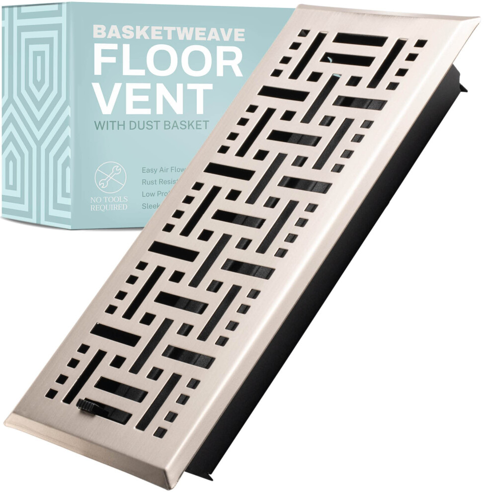 Photos - Chimney Home Intuition Basketweave Floor Vent Cover 2X14 Inch Floor Register with Mesh Cover Trap Heat and Air Walkable Metal Floor