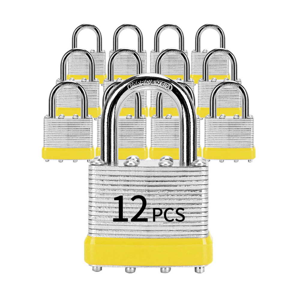 Padlocks with Same Key  LQYN 12 Pcs Laminated Keyed Padlock (1-9/16  40mm)  Keyed Alike Locks  Normal Shackle  for Storage Locker  Hasp Latch  Toolbox-image-OPC-PGHSD5W-NEW