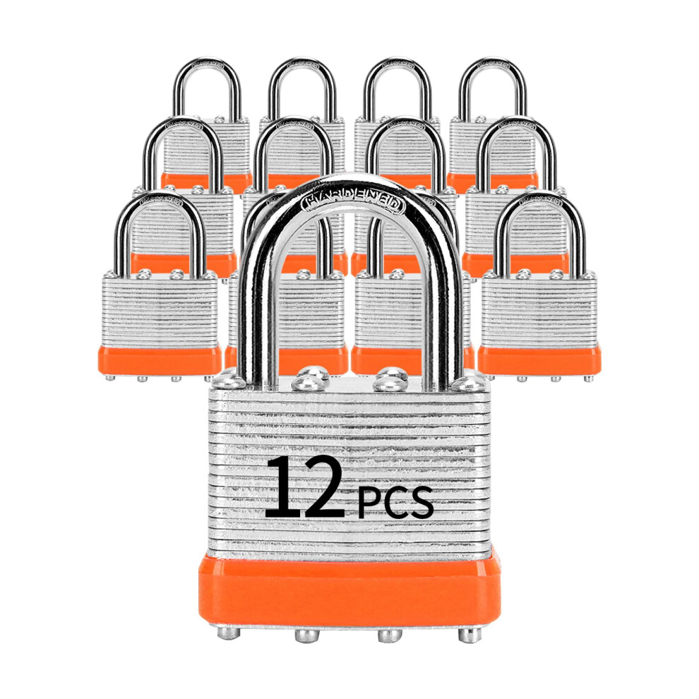Padlocks With Same Key Lqyn 12 Pcs Laminated Keyed Padlock (1-9/16 40Mm) Keyed Alike Locks Normal Shackle For Storage Locker Hasp Latch Toolbox 768502427656