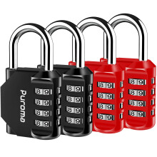 Puroma 4 Pack Combination Lock for Locker 4 Digit Outdoor Waterproof Padlock for School Gym Sports Fence Toolbox Gate Case Outdoor Hasp Stora