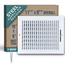 Past 10x8 Duct Opening 1-Way Stalen Luchttoevoer Diffuser | Ventilatie Grille voor Muur en Plafond | Wit