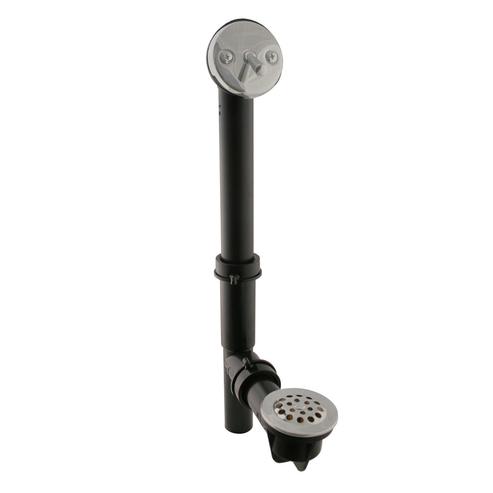 Westbrass 592144-20 1-1/2 X 14 Black Poly Tubular Bath Waste & Overflow Assembly With Trip Lever And Beehive Strainer Grid Drain Cover 1-Pack Stainl 747028683074