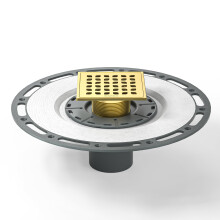 Bernkot Doucheafvoer Vierkant 4" Gepolijst Goud 304 RVS Rooster Verwijderbare Sleutel met PVC Basis
