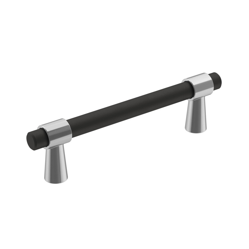 Photos - Other for Repair Amerock | Cabinet Pull | Polished Chrome/Matte Black | 3-3/4 inch  Center-to-Center | Mergence | 1 Pack | Drawer Pull(96 mm)